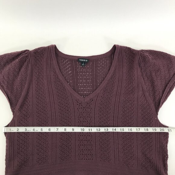 Torrid Everyday Soft Pullover Pointelle Sweater Women's Plus Size 2/2X Sassafras - Picture 6 of 12
